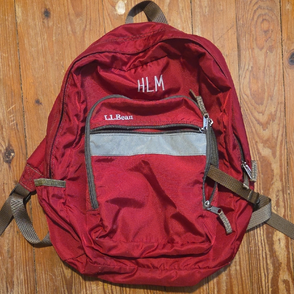 L.L. Bean Burgundy Backpack with Gray Accents